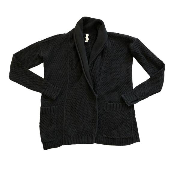 Lululemon Post Practice Cardi Womens Cardigan Sz 6 Black Knit Lounge - Picture 1 of 8